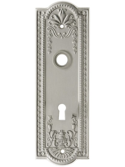 Meadows Design Forged Brass Back Plate With Keyhole in Satin Nickel.